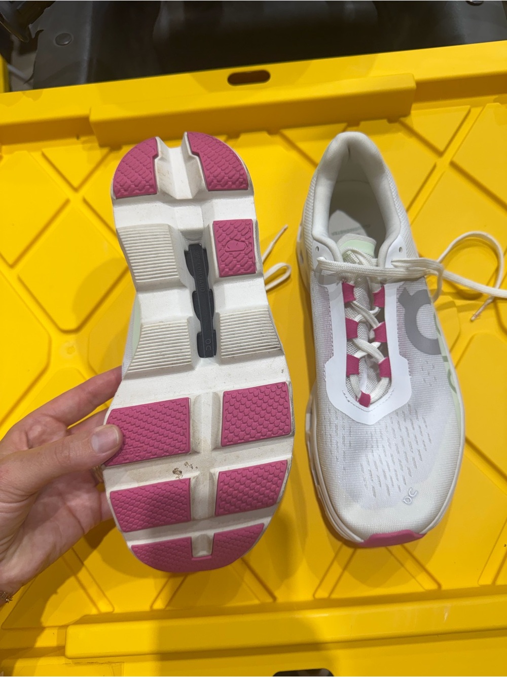 On Running Cloudnova White Sneakers with Mint & Pink Accents - Picture 2 of 3